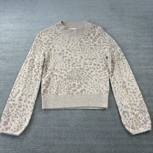 Veronica Beard Sweater Women S Beige Leopard Print Alpaca Wool Blend Balloon
